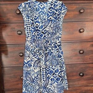 Rachel Zoe Blue and White Geometric Mini Dress